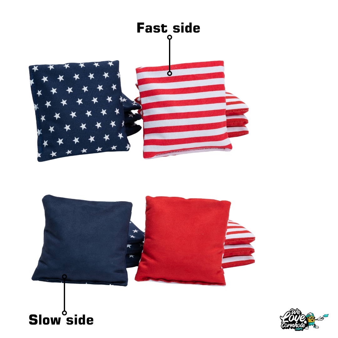 Stick & Slide - Cornhole Bags - 2x4 - Weatherproof - Stars & Stripes