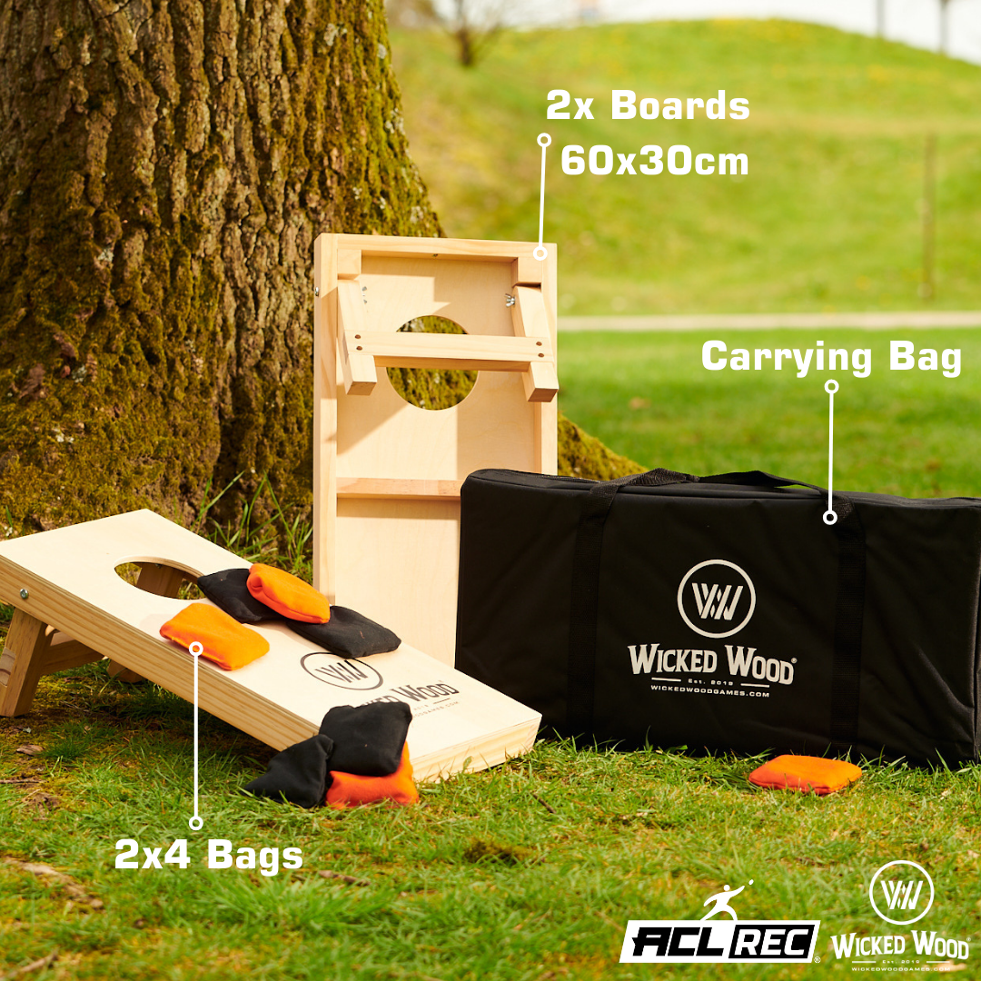 Cornhole Set Mini - Wicked Wood - 60x30cm - Incl zakjes en Draagtas Cornhole Set Wicked Wood Games