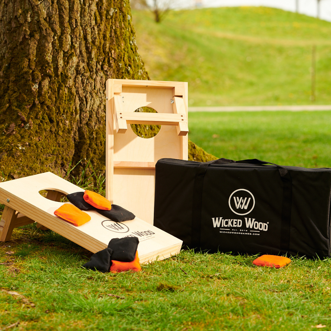 Cornhole Set Mini - Wicked Wood - 60x30cm - Incl zakjes en Draagtas Cornhole Set Wicked Wood Games