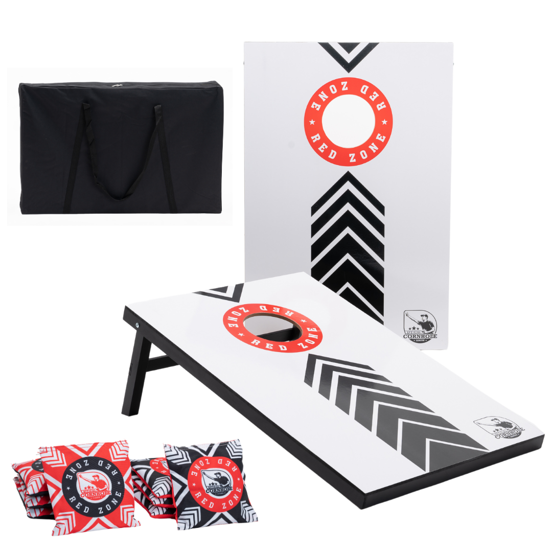 Complete Cornhole Set 90x60 - Red Zone - 2x4 Cornhole Zakjes - Incl Draagtas. Recreatieve Sets Wicked Wood Games